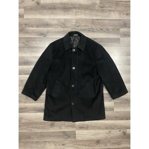 Lauren Ralph Lauren Overcoat Size Large Black Spread Collar Wool Sport Coat